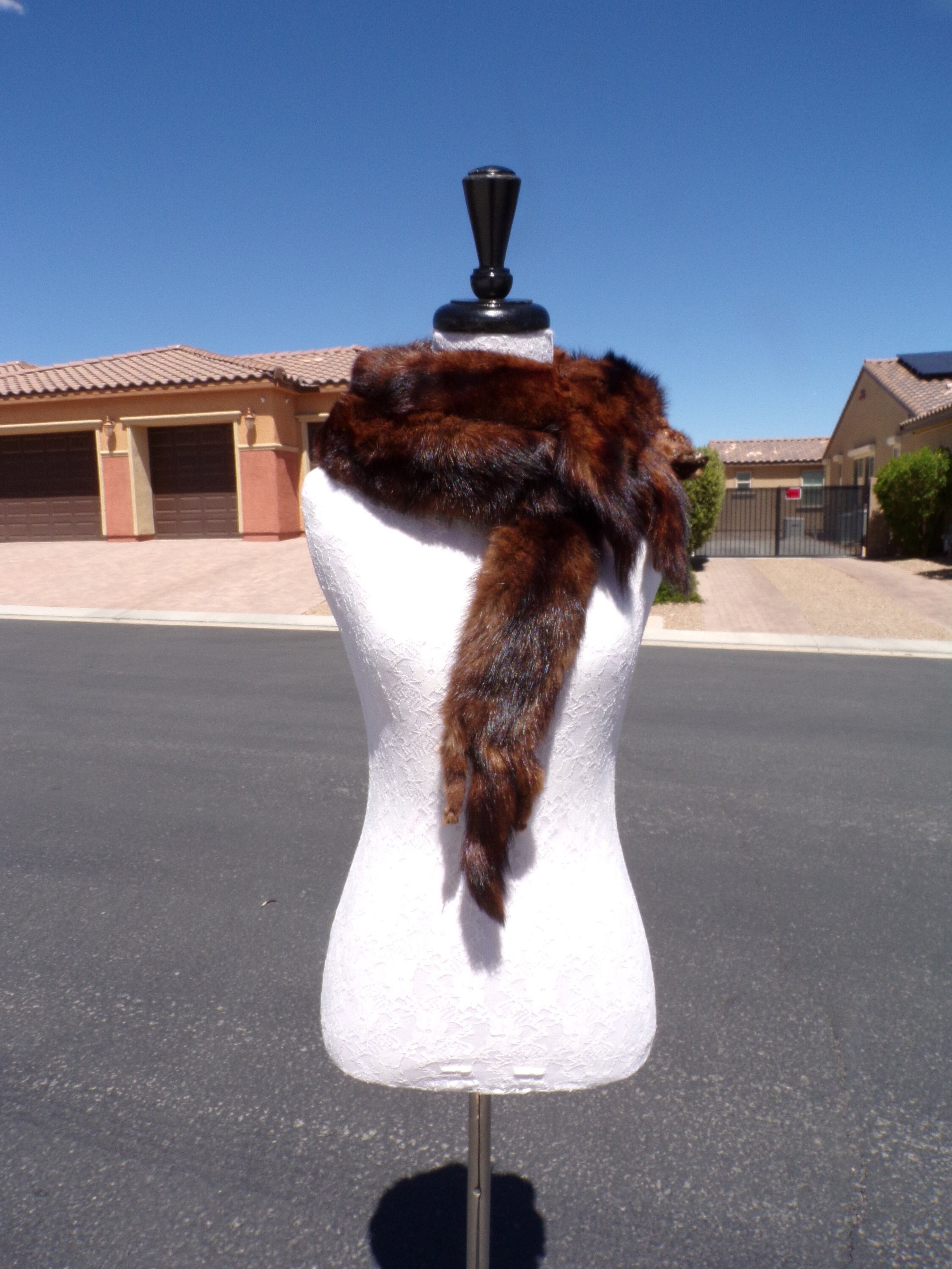 Mink scarf with head value deals