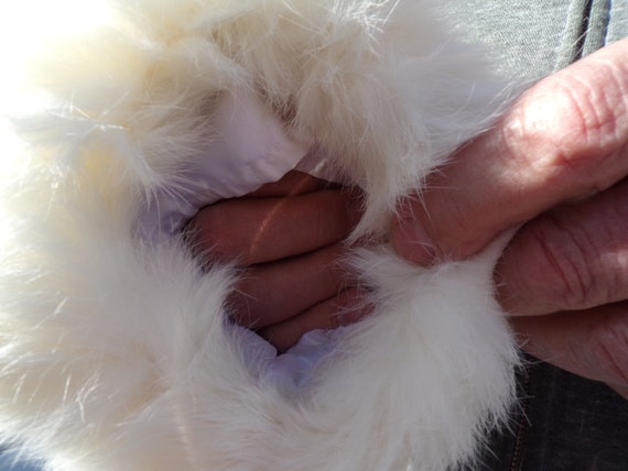 CHILD's RABBIT muff, white/ivory, fur muff with w… - image 4