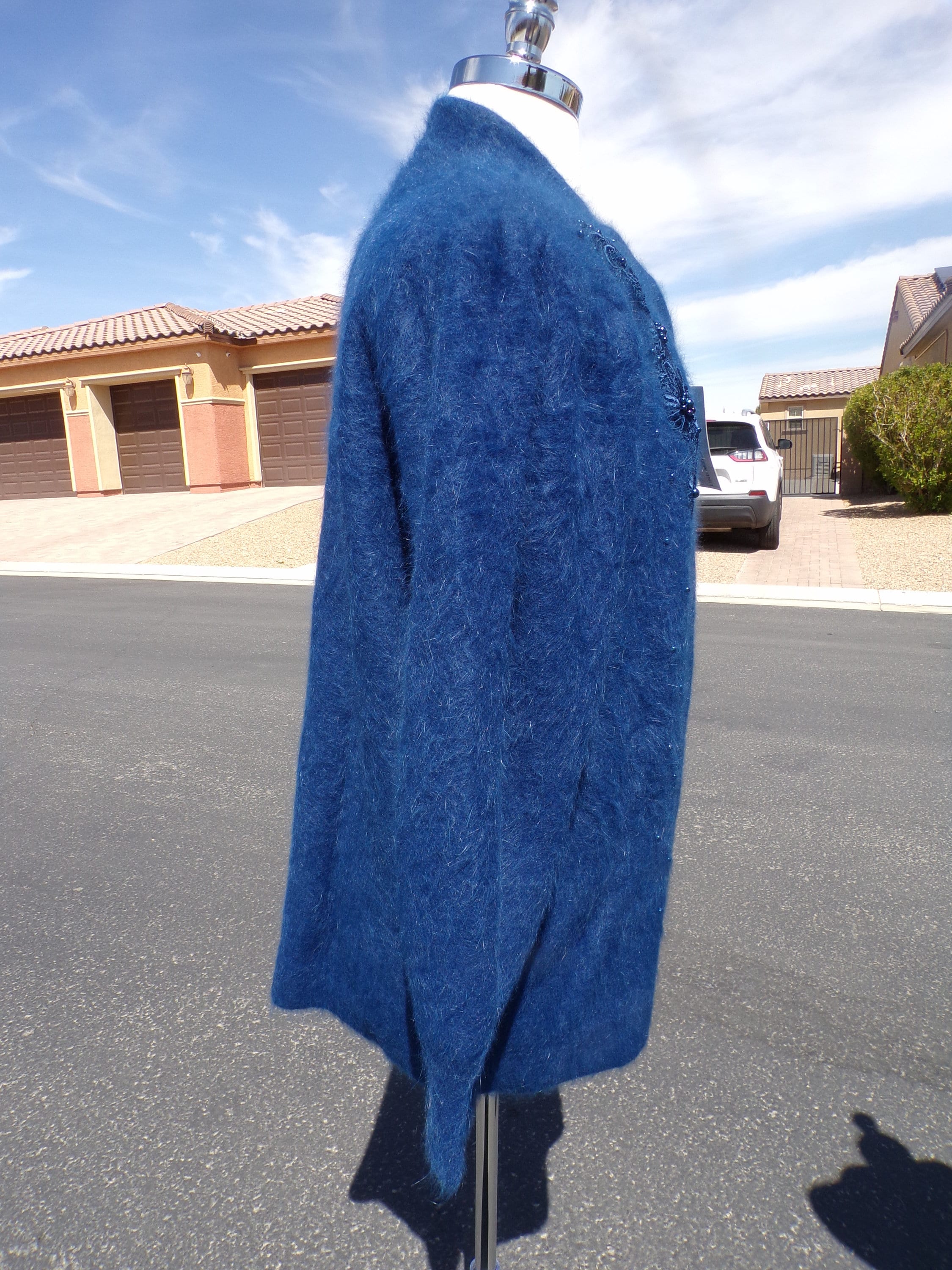 NWT XL (16-18) Real ANGORA Sweater by Lee Sands, Blue, Fully