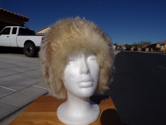 22" real beige Tuscan LAMBSKIN FUR wool hat, unis… - image 7