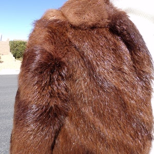 Unisex Mens S real NUTRIA FUR jacket coat stroller, hip-length similar to beaver fur, dark brown, pretty, soft and luxurious 1542-2 image 3