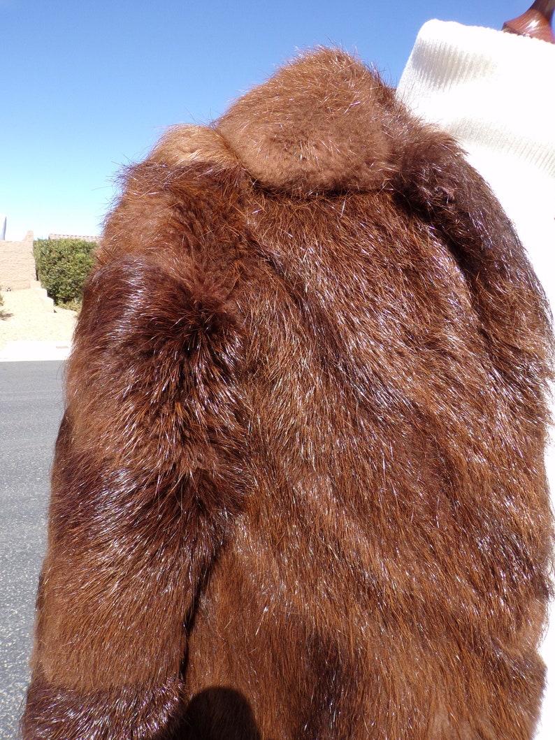 Unisex Mens S real NUTRIA FUR jacket coat stroller, hip-length similar to beaver fur, dark brown, pretty, soft and luxurious 1542-2 image 3