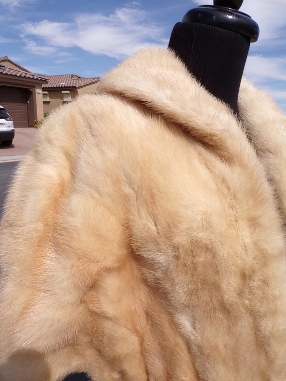 M (8-10) real blonde MINK FUR stole stoll cape sh… - image 3