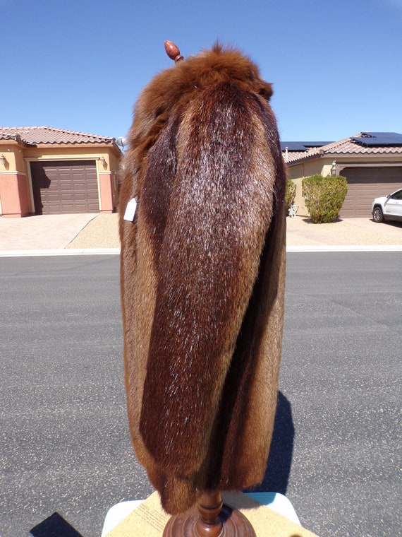 Unisex (Mens M) long hair BEAVER w FOX FUR trim, … - image 4