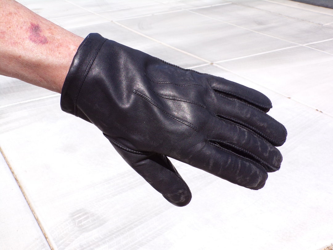 Mens Sz L Real RABBIT FUR & Leather Gloves White Rabbit Fur Etsy