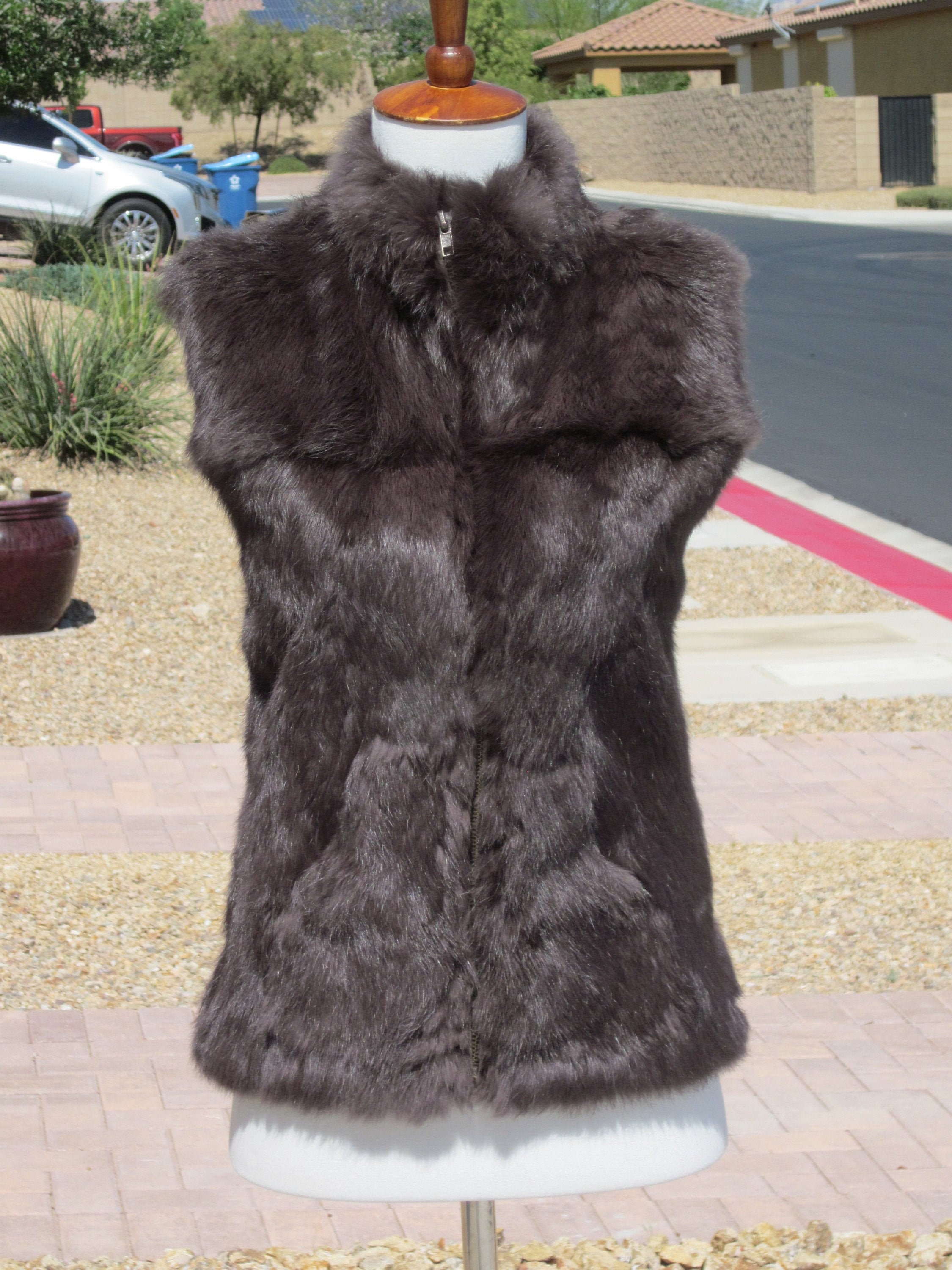 rabbit fur vests
