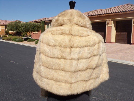 S-M (8-10) real blonde MINK FUR stole stoll stowe… - image 6