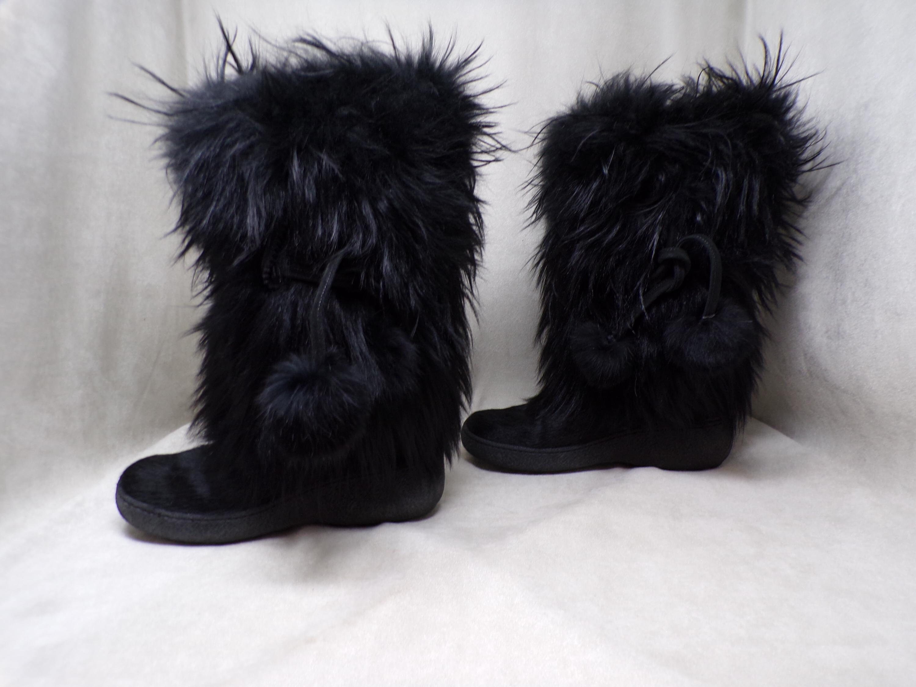 Wm 7 Real GOAT Fur Boots by Pajar High Quality BLACK Apres Ski Boots Real Goat Fur Uppers Excellent Vintage Condition 2634 Etsy