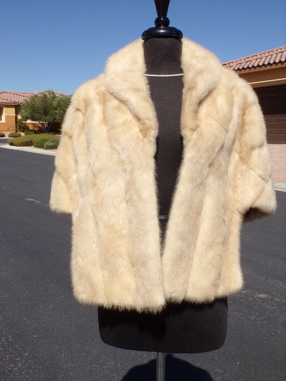 S-M (8-10) real blonde MINK FUR stole stoll stowe… - image 2