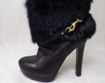 NWOT Wm 6 B COACH Athena Fur Boots High Quality Leather Fashion Boot Real RABBIT Fur Trim on Shaft Leather Lined Vintage Boot 2637 Etsy