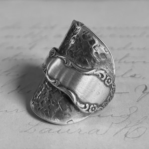 Double Wrapped Spoon Ring, Ring, ~FLIRTATION~ 1959, HAMMERED bowl~
