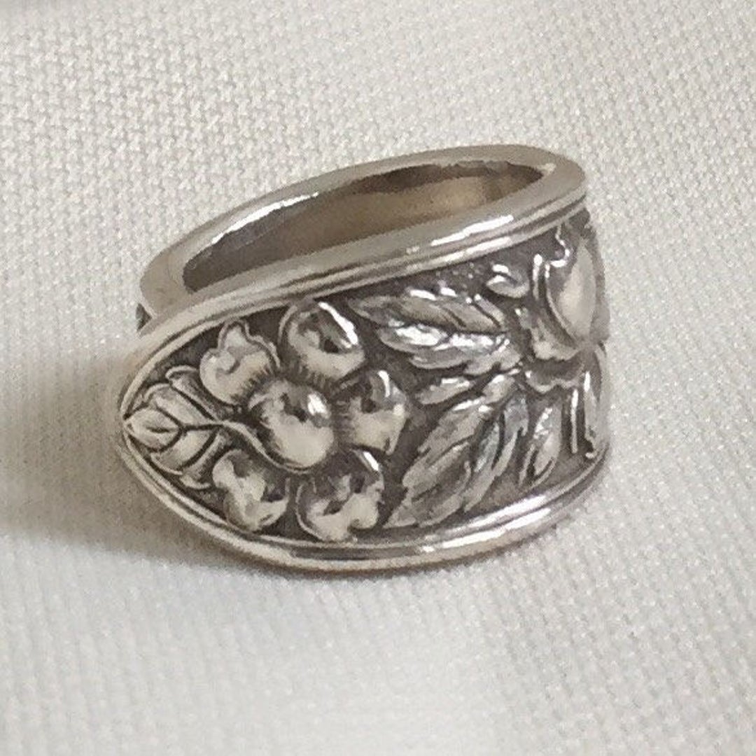 Antique Spoon Ring ~MET ROSE~ Floral Pattern - Etsy