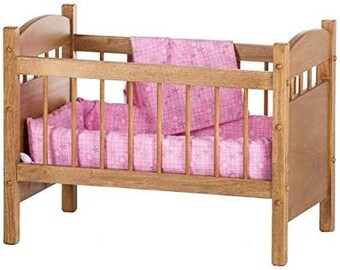 wooden dolls crib