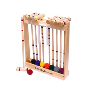 Amish-Crafted Deluxe 8-Player Croquet Game Set, Maple Hardwood