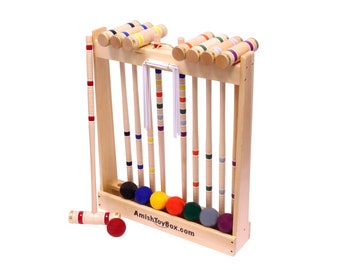 Amish-Crafted Deluxe 8-Player Croquet Game Set, Maple Hardwood