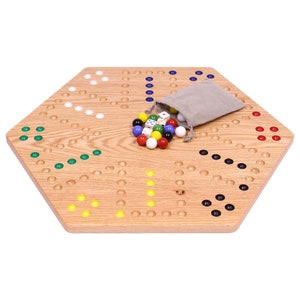 Double-Sided Aggravation Board Game, Solid Oak-Wood with Hand-Painted Holes image 2