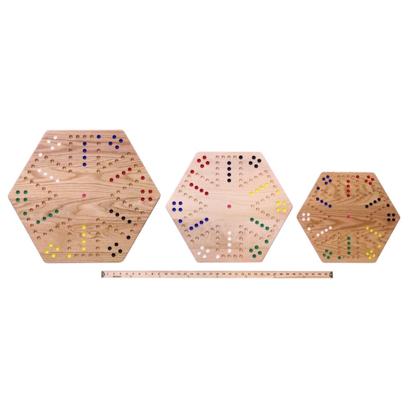 Double-Sided Aggravation Board Game, Solid Oak-Wood with Hand-Painted Holes image 8