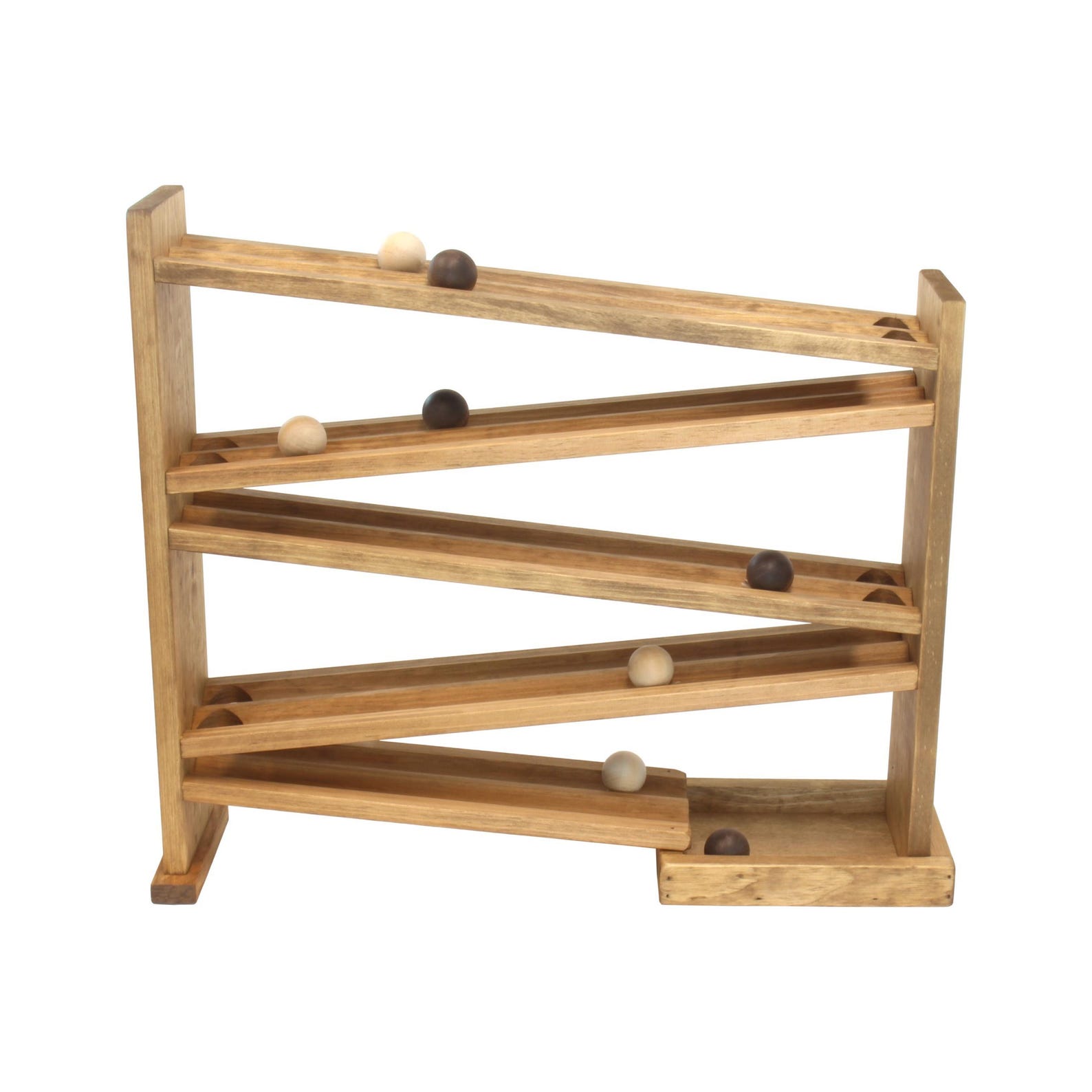Ball Racer Toy Wooden Ball Roller Racetrack Toy, Amish-made, With 8 Wooden Balls ...