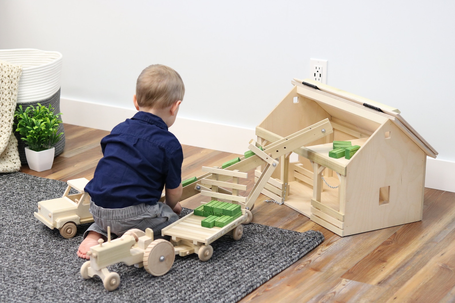 Large Wooden AFrame Barn Toy with Hay Loft Etsy