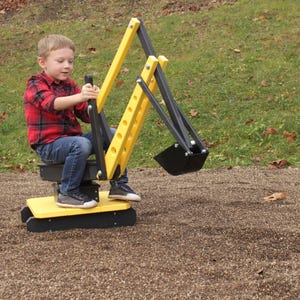 AmishToyBox.com Sand Digger Excavator Toy for Sandbox or Beach, with Movable Levers and Metal Digging Bucket, Durable Poly Lumber,...