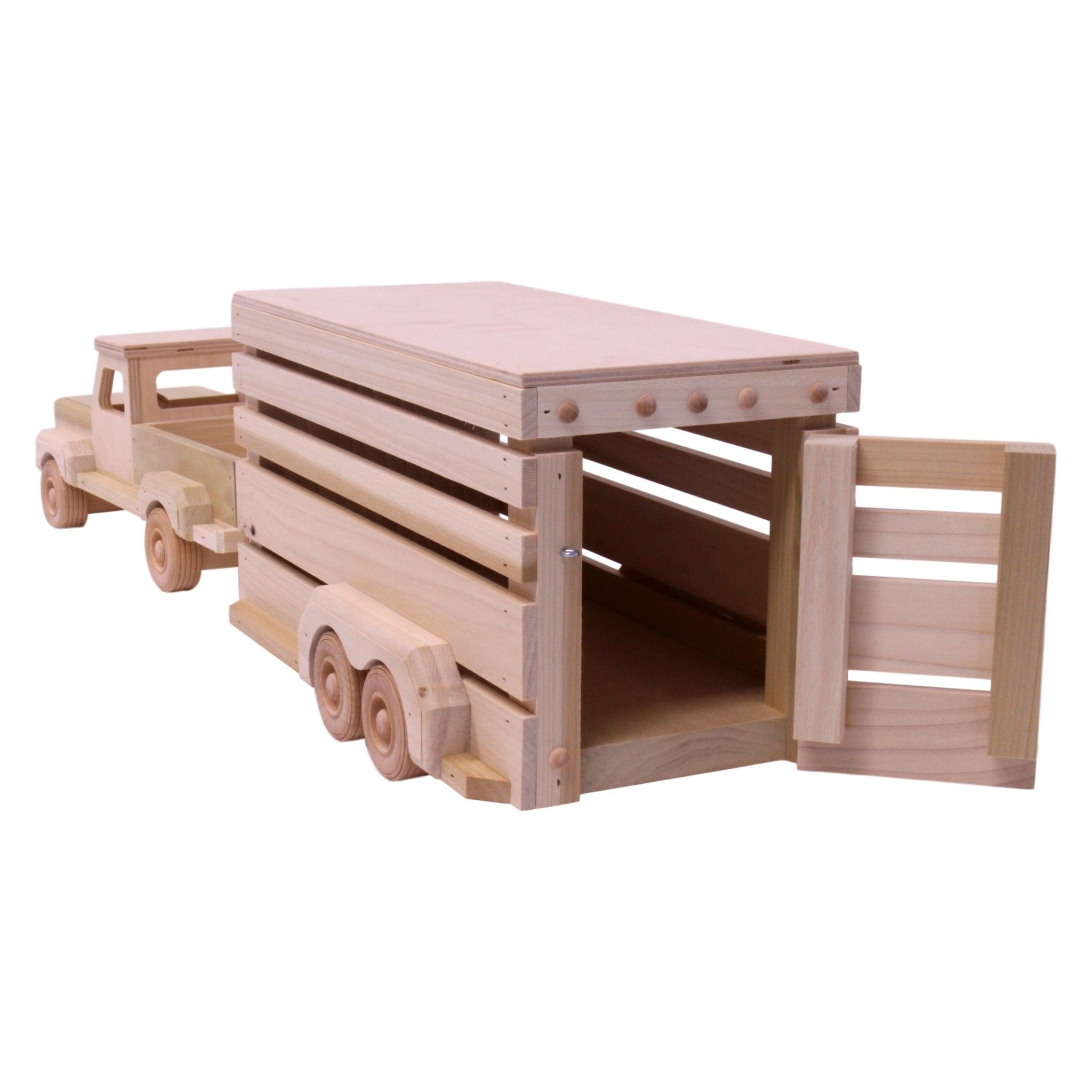 Amishmade Wooden Toy Pickup & Horse Trailer Set Etsy