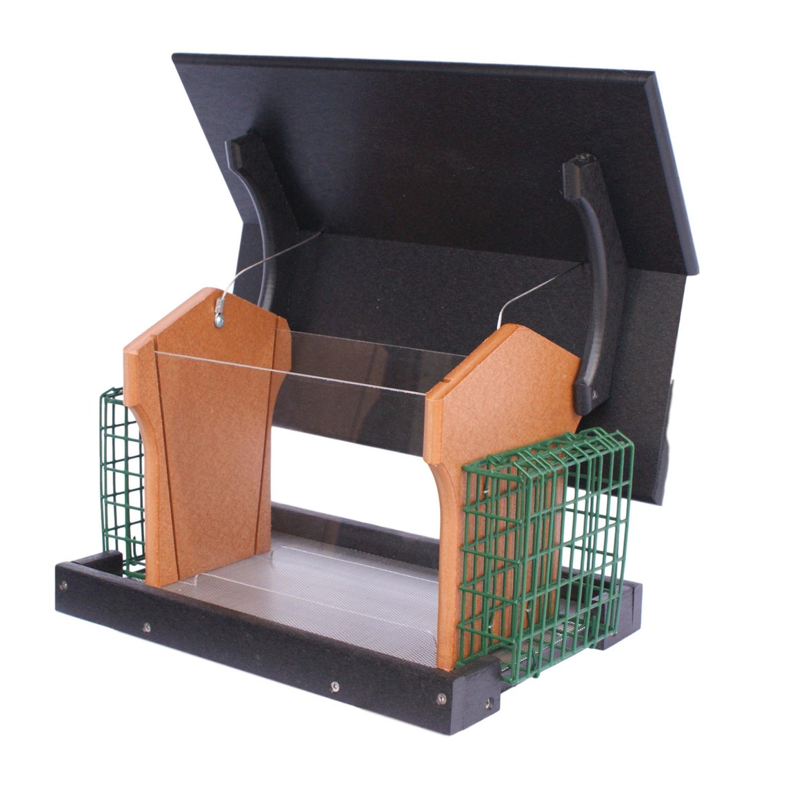 Amish-Made Vogelfutterstation Aus Polyholz – Mit Talghalter, Umweltfreundlich, Schwarz/zeder