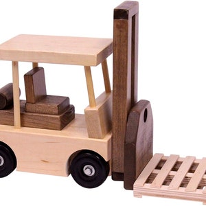 Amish-Made Wooden Forklift Toy, Kid Safe Finish (Walnut/Maple)