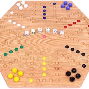 AmishToyBox.com Aggravation Wahoo Marble Board Game Set - Double-Sided - Hand Painted Wooden Family Board Game