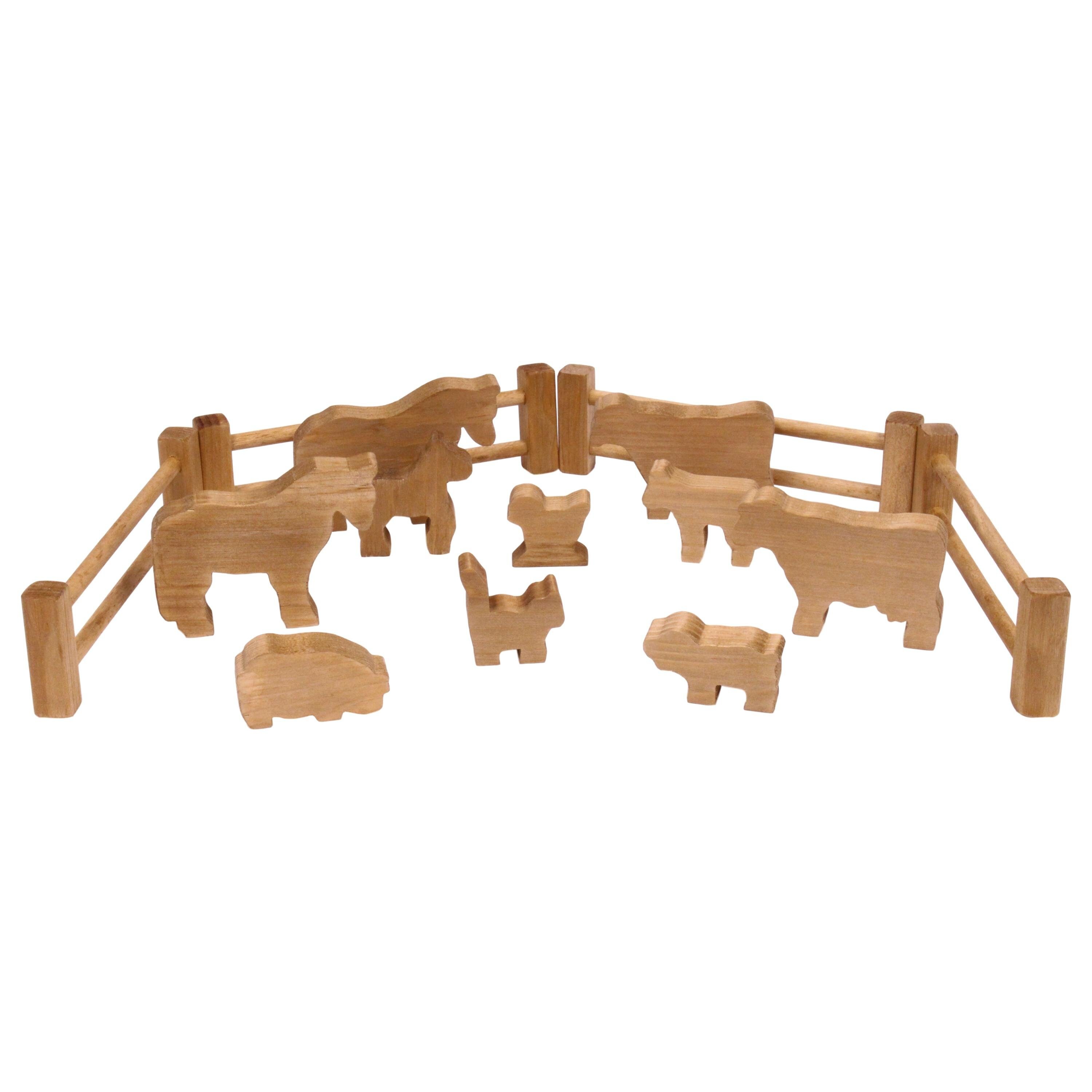 Wooden Toy Farm Animal and Fence Set 14 Pieces Etsy