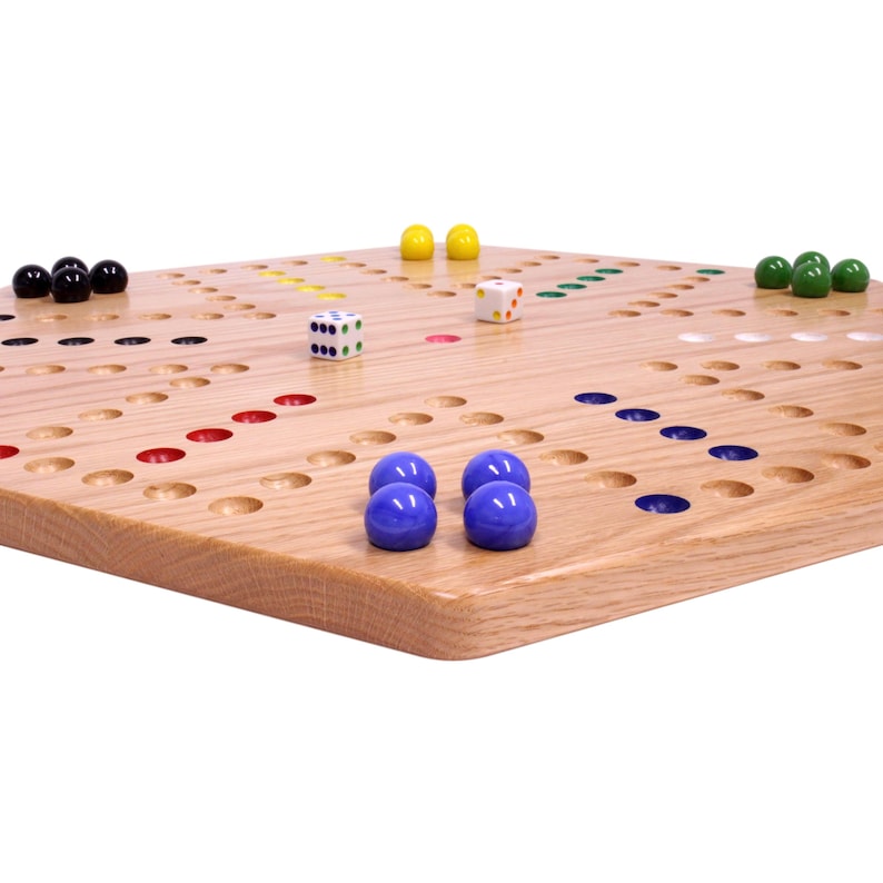 Double-Sided Aggravation Board Game, Solid Oak-Wood with Hand-Painted Holes image 9