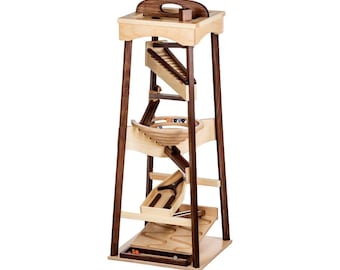 AmishToyBox.com Pyramid Marble Tower Run Wooden Toy - 39" High - Pack of Marbles Included