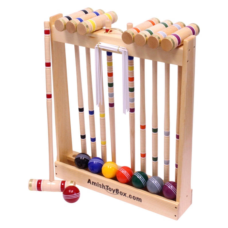 Deluxe 8Player Wooden Croquet Game Set AmishMade Etsy