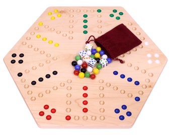 Wooden Hand-Painted Aggravation Board Game, Maple-Wood