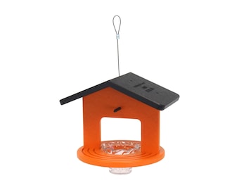 AmishToyBox.com Oriole Bird Feeder, Poly Lumber Hanging Round Oriole Jelly and Orange Feeder with Grooves for Grip, Single Cup