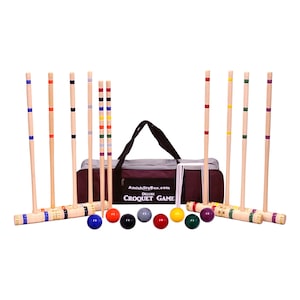 AmishToyBox.com Deluxe 8-Player Croquet Game Set with Duffle Carry Bag