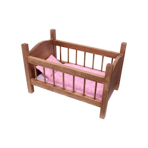 Amish-Made "Rebekah's Collection" Wooden Doll Crib for 18" Dolls, Doll Bedding Included