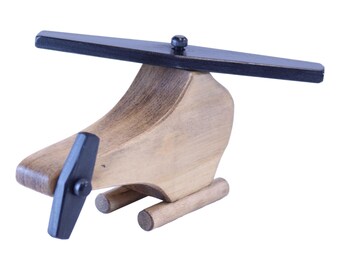 AmishToyBox.com Wooden Helicopter Toy with Spinning Propeller, Child-Safe Finish