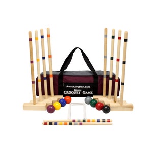 AmishToyBox.com Family Tradition 8-Player Croquet Set with Duffel Carry Bag