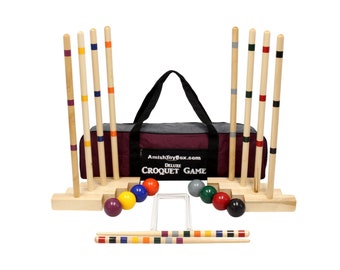 AmishToyBox.com Family Tradition 8-Player Croquet Set with Duffel Carry Bag