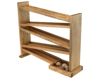 Wooden Ball Roller Racetrack Toy, Amish-Made, with 8 Wooden Balls, Child-Safe Finish