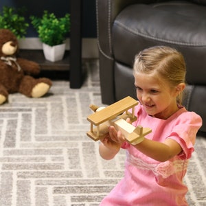 Amish-Made Wooden Toy Airplane, Kid-Safe Finish image 3