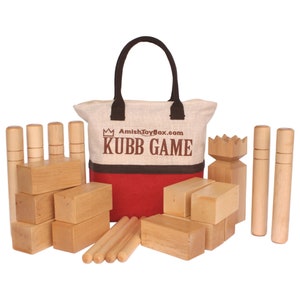 Amish-Made Deluxe Maple Hardwood Kubb Game with Clear Protective Finish, Regulation Size
