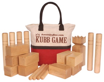 Amish-Made Deluxe Maple Hardwood Kubb Game with Clear Protective Finish, Regulation Size
