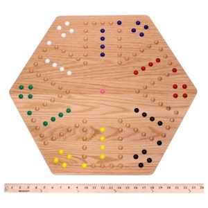 Double-Sided Aggravation Board Game, Solid Oak-Wood with Hand-Painted Holes image 5