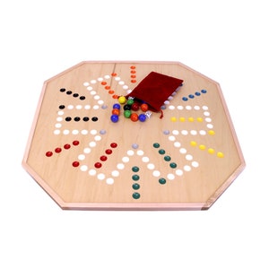 Amish-Made Large 25&quot; Deluxe Wooden Aggravation (Wahoo) Marble Game Board, Double-Sided