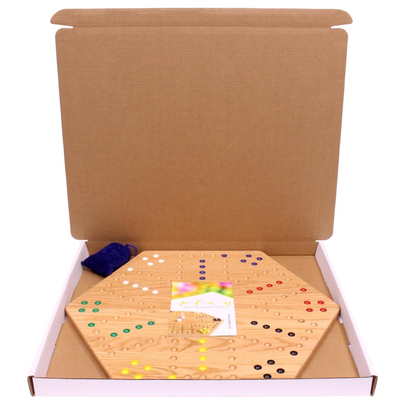 Double-Sided Aggravation Board Game, Solid Oak-Wood with Hand-Painted Holes image 6