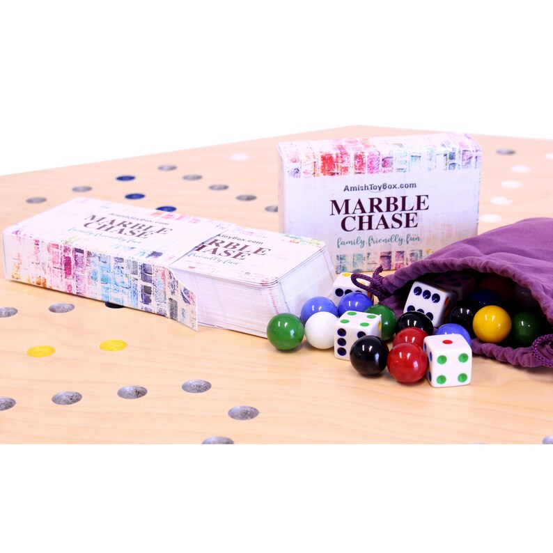 Marble Chase cards N' Marbles Wooden Etsy