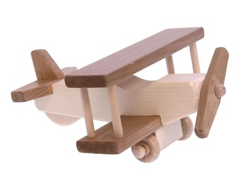AmishToyBox.com Wooden Toy Airplane With Spinning Propellor, Kid-Safe Finish
