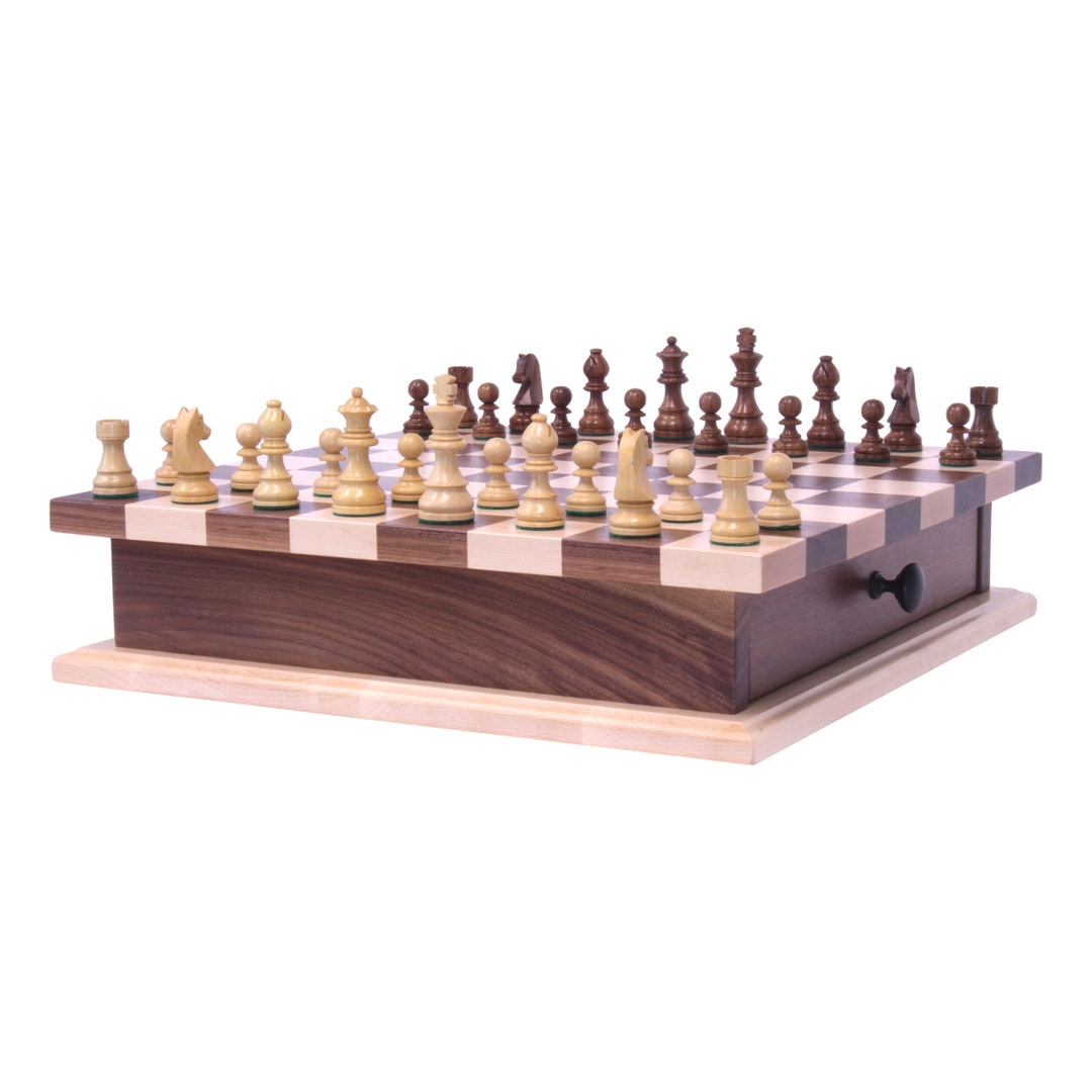 Deluxe Vintage Wood Chess and Checkers Game Set