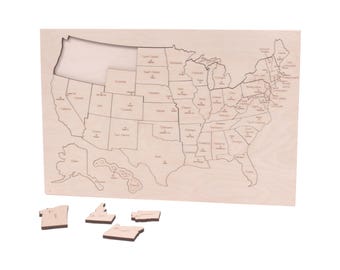 AmishToyBox.com USA States Map Wooden Floor Puzzle with Frame, 20" Wide